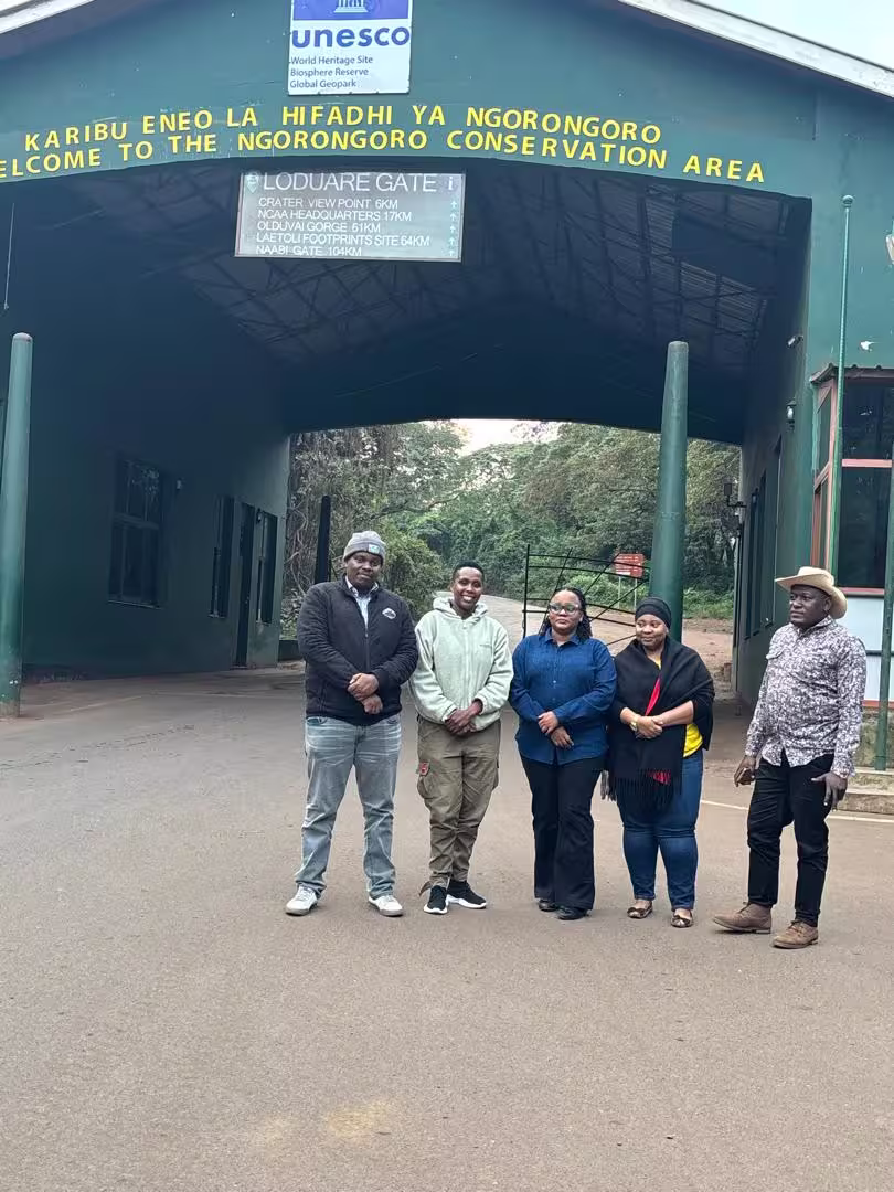 A safari jeep overlooking the Serengeti